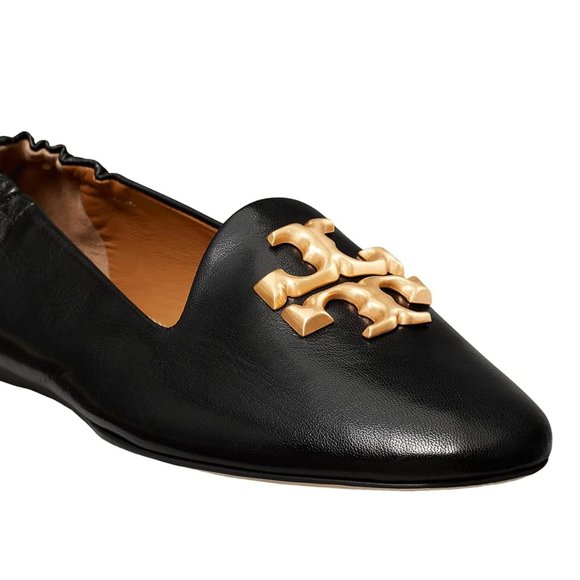 ❤️NIB Tory Burch Eleanor Loafer Leather Flat BLACK Gold US 7 7.5 8 8.5 9 9.5 10 - Picture 2 of 16